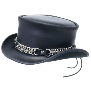 Leather Tophat with Curb Chain Hatband #H56506VCK