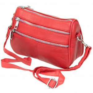 Red Leather Cross Body Zipper Purse #P92RED