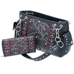 Red/Black Studded O-Ring Purse #PC8085RSR