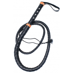5 ft Handmade Black Leather Studded Handle Whip #WHIP891805