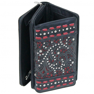 Red/Black Studded Clutch Wallet #WLC010RSR