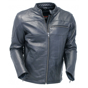 Men's Perforated Stripe Motorcycle Jacket #M532VZGK