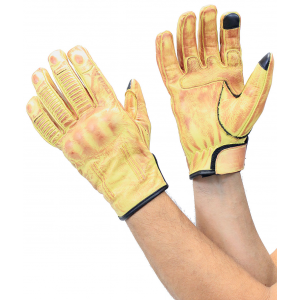 Bright Vintage Yellow Motorcycle Gloves #G8177KNY