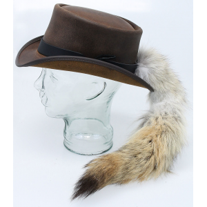 Genuine Fox Tail with Black Leather Hatband #HB-FOXTAIL