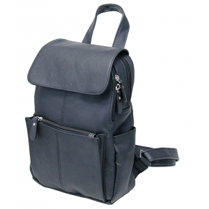 Practical Size Black Leather Backpack Purse #BP0030K