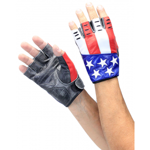 USA Fingerless Flag Leather Gloves #G8199USA