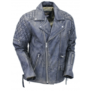 Quilted Taupe/Black Distressed Leather MC Jacket CC Pockets #MA2023QGK