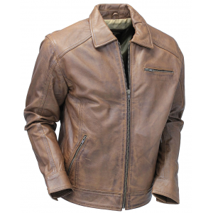1950's Brown Distressed Leather Jacket w/CC Pockets #MA1957GN