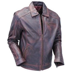 1950's Burgundy Distressed Leather Jacket w/CC Pockets #MA1959GR