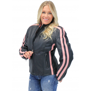 Pink Striped Leather Jacket - Scooter #L2565SZP