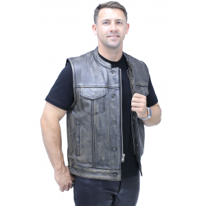 Vintage Brown Mens Club Vest with Concealed Pockets #VMA66552GN