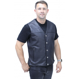 Side Zip Buffalo Nickle Mens Leather Vest #VM60330GK