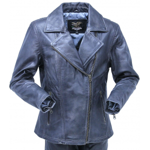 Womens Antiqued Gray Leather Motorcycle Jacket #L2402GK