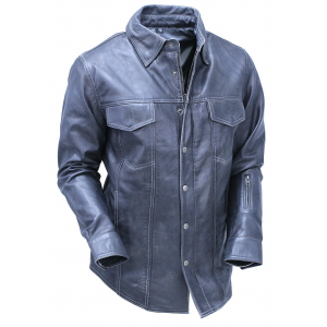 Mens Charcoal Gray Leather Shirt #MS24806GGY