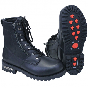 Mens Logger Biker Boot with Double Zipper and Lacing #BM10011LZK