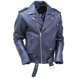 Mens Lightweight Soft Lambskin Leather MC Jacket #M100LAMBK