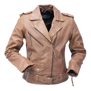 Arizona Brown Leather Motorcycle Jacket #LA68321N