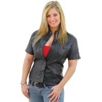 Women's Short Sleeve Leather Shirt #LS864K