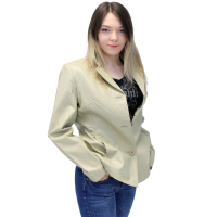 Sand Color Lightweight Women's 3 Button Leather Coat #L32BTT