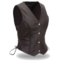 Black Side Lace Braid Trim Women's Vest Special #VL222SP