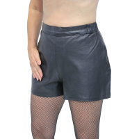 Black Leather High-Waisted Booty Shorts #SH1103K