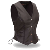 Black Side Lace Braid Trim Women's Vest Special #VL222SP