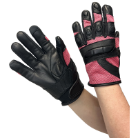 Women's Pink Mesh and Leather Padded Gloves #GL80208VPU