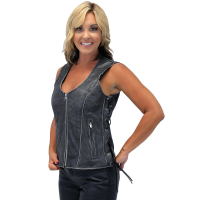 Vintage Gray Women's Dual Concealed Pocket Side Lace Zip Vest #VLA801GLG