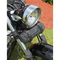 Round Soft Black Leather Motorcycle Tool Pouch #TP716K