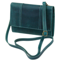 Vintage Turquoise Leather Large Clutch Purse with Strap #WL163523AG