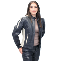 Women's Cream Trim Vented Motorcycle Jacket #L16910ZC