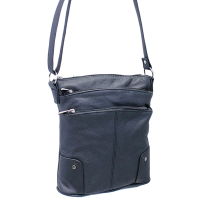 Tall Black Leather Cross Body Purse #P0110K