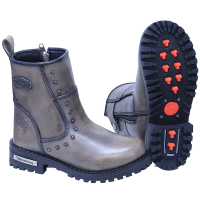 7 in Women's Brown Zip Studded Riding Boots #BL12007SZN -