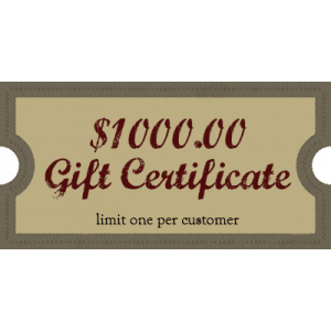 Thank You for Ordering! A $1000 Gift Code will be Emailed to You within 7 Business Days of Your Purchase.