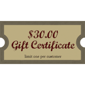 Thank You for Ordering! A $30.00 Gift Card will be E-Mailed to You Separate from Your Purchase.