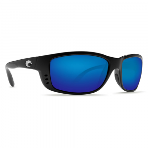 Costa Matte Black Frame Sunglasses w/Blue Mirror 580P Lenses