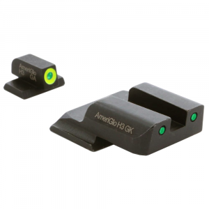 Ameriglo Spartan Grn Trit w/LumiGreen Outline Front, Grn Trit w/Black Outline Rear 3-Dot Night Sight for S&W M&P Shield (Excl. EZ) SW-556