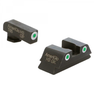 Ameriglo Classic Green Tritium Front, Green Tritium Rear 3-Dot Sight Set w/White Outlines for Glock 42,43,43X,48 GL-430