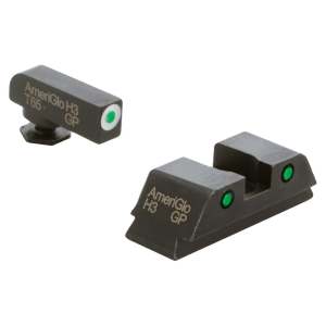 Ameriglo Spartan Grn Trit w/Wht Outline Front, Grn Trit w/Blk Outline Rear 3-Dot Night Sight for Glock Gen 1-4 17,19,22-24,26,27,33-35,37-39 GL-146