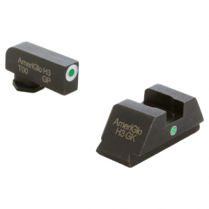 Ameriglo i-Dot Green Tritium w/LumiGreen Outline Front, Green Single Dot Rear Night Sight Sight for Glock 42,43,43X,48 GL-105