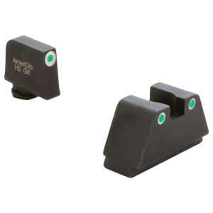 Ameriglo Optic Compatible 2XLT Green Tritium 3-Dot Sight Set w/White Outlines .35