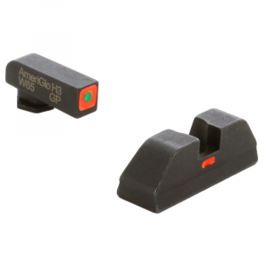 Ameriglo CAP Green Tritium Orange Sq Outline Front, Orange Line Non-Trit Rear Sight Set for Glock Gen 1-4 17,19,22-24,26,27,33-35,37-39 GL-616