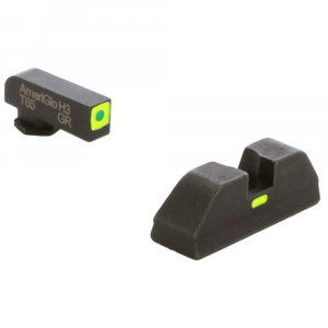 Ameriglo T-CAP Green Tritium LumiGreen Sq Outline Front, LumiGreen Line Non-Trit Rear Sight Set for Glock Gen 1-4 17,19,22-24,26,27,33-35,37-39 GL-624