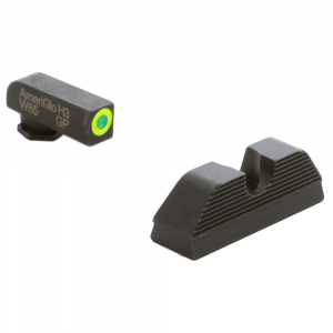 Ameriglo Protector Green Tritium w/LumiGreen Outline Front, Black Serrated U Notch Rear Sight Set for Glock 20,21,29-32,36,40,41 GL-356