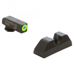 Ameriglo Protector Green Tritium w/LumiGreen Outline Front, Black Serrated U Notch Rear Sight Set for Glock 42,43,43X,48 GL-352