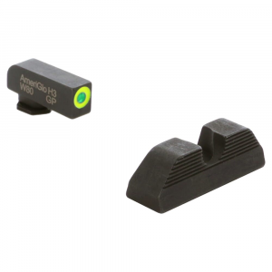 Ameriglo Protector Green Tritium w/LumiGreen Outline Front, Black Serrated U Notch Rear Sight Set for Glock Gen5 9/40 GL-5354