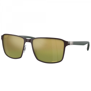 Ray-Ban 0RB3721CH Brown on Gunmetal Sunglasses w/Polarized Green Mirror/Gold Lenses 0RB3721CH-188/6O-59
