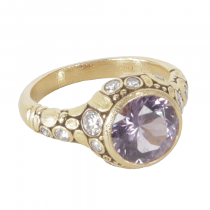 Alex Sepkus 18K Diamond "Circle" Ring with 2.63ct Purple Spinel and 14 Diamonds (0.46ct) R-84D
