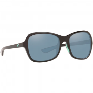Costa Kare Shiny Black w/Mint Logos Frame Sunglasses w/Gray Silver Mirror 580P Lenses 06S9068-90680554
