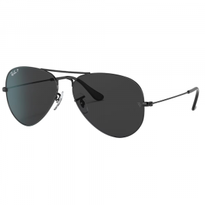 Ray-Ban Aviator Total Black Polished Black Sunglasses w/Black Polarized Lenses 0RB3025-002/48-58